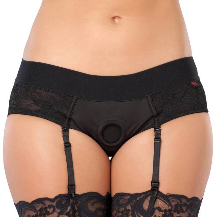 Lovehoney Unisex Crotchless Open-Back Lace Harness Briefs - Lovehoney Lingerie