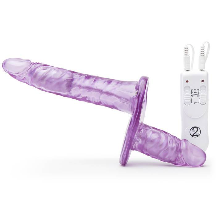 Vibrating Double-Ended Strap-On Dildo Vibrator - Unbranded