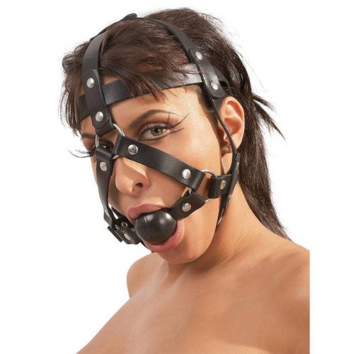 Zado Leather Head Harness and Medium Ball Gag - Unbranded