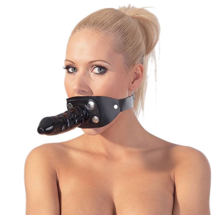 Zado Leather Mouth Gag 5.5 Inch Dildo Harness - Unbranded